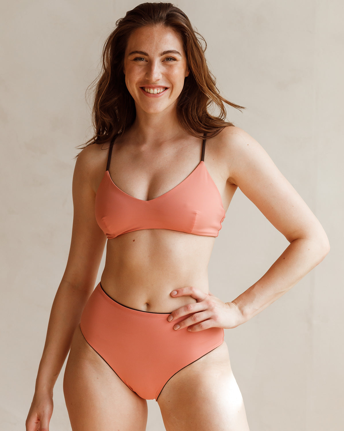 SAMPLE Bikini Top - Jasmine Brown/Pink
